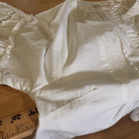 Soft Surroundings White Eyelet Cotton Blouse Pintuck Pleat 3/4" Sleeve XS - Picture 12 of 12